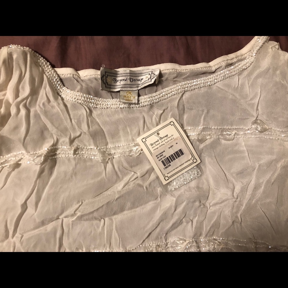 Beyond Vintage white silky top